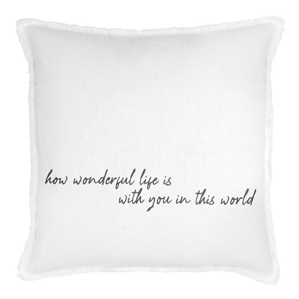 White Decorative Pillow cover with Inspirational Quote